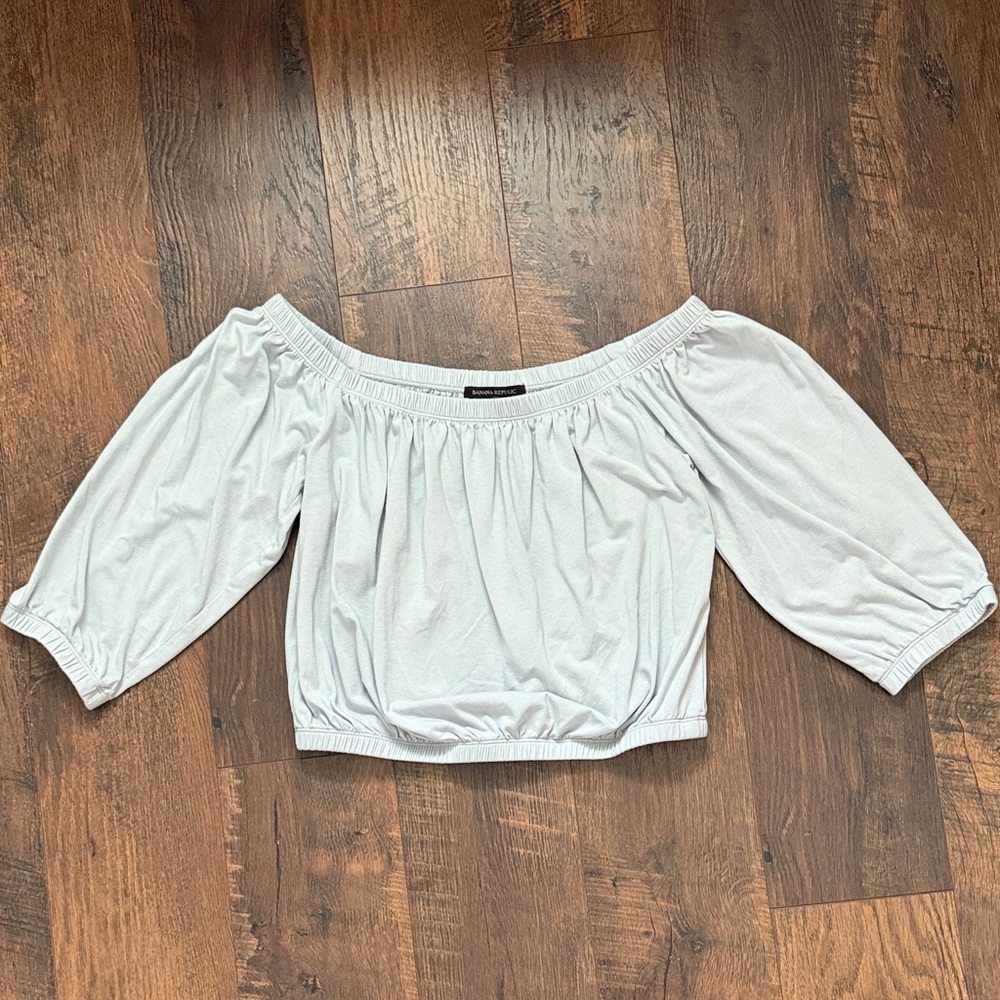 Banana Republic Factory Light Blue Off-Shoulder Blouse